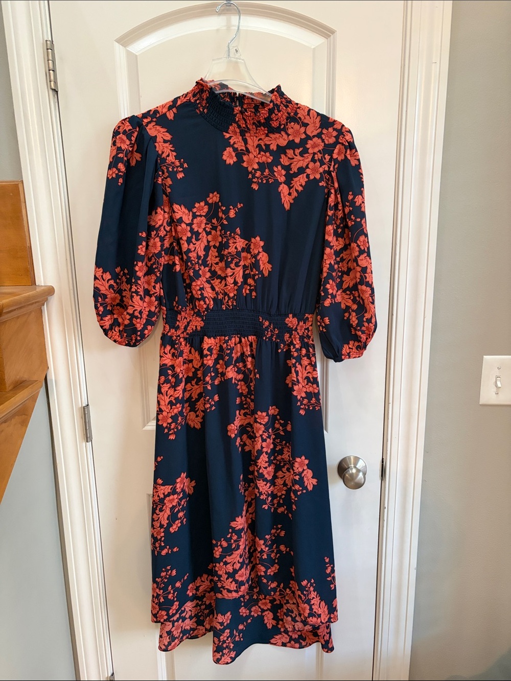 Nanette Lepore Navy Dress with Coral Floral Pattern